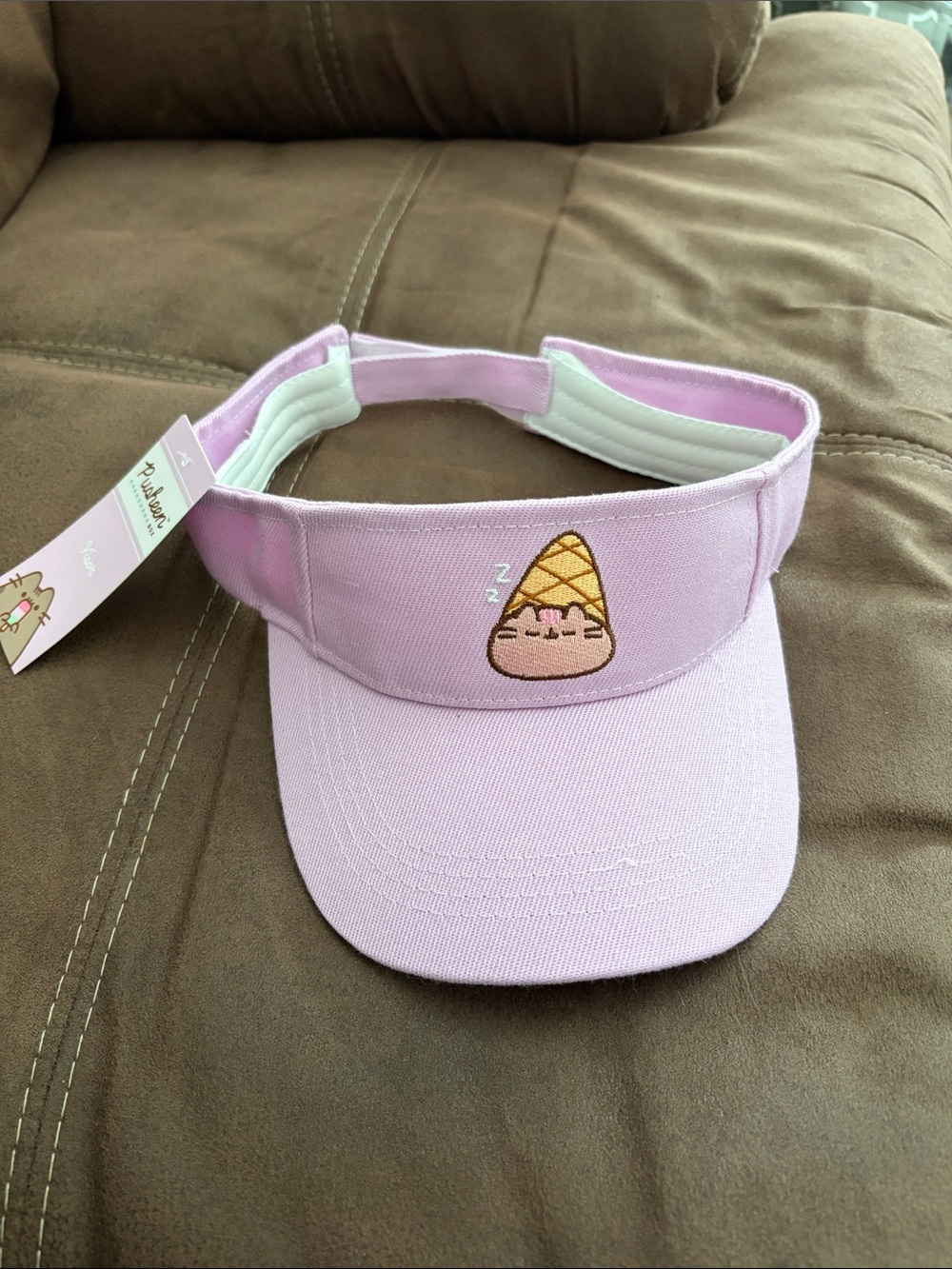 Pusheen lavender womens Visor with Cute Ice Cream Embroidery